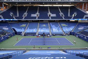 The Billie Jean King National Tennis Centre in New York, site of the US Open, hosts the Western & Southern Open without spectators on August 24, 2020. (AP)