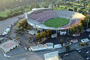 Empty stands at the Rose Bowl in Pasadena, California, US, on September 3, 2020. (AFP)