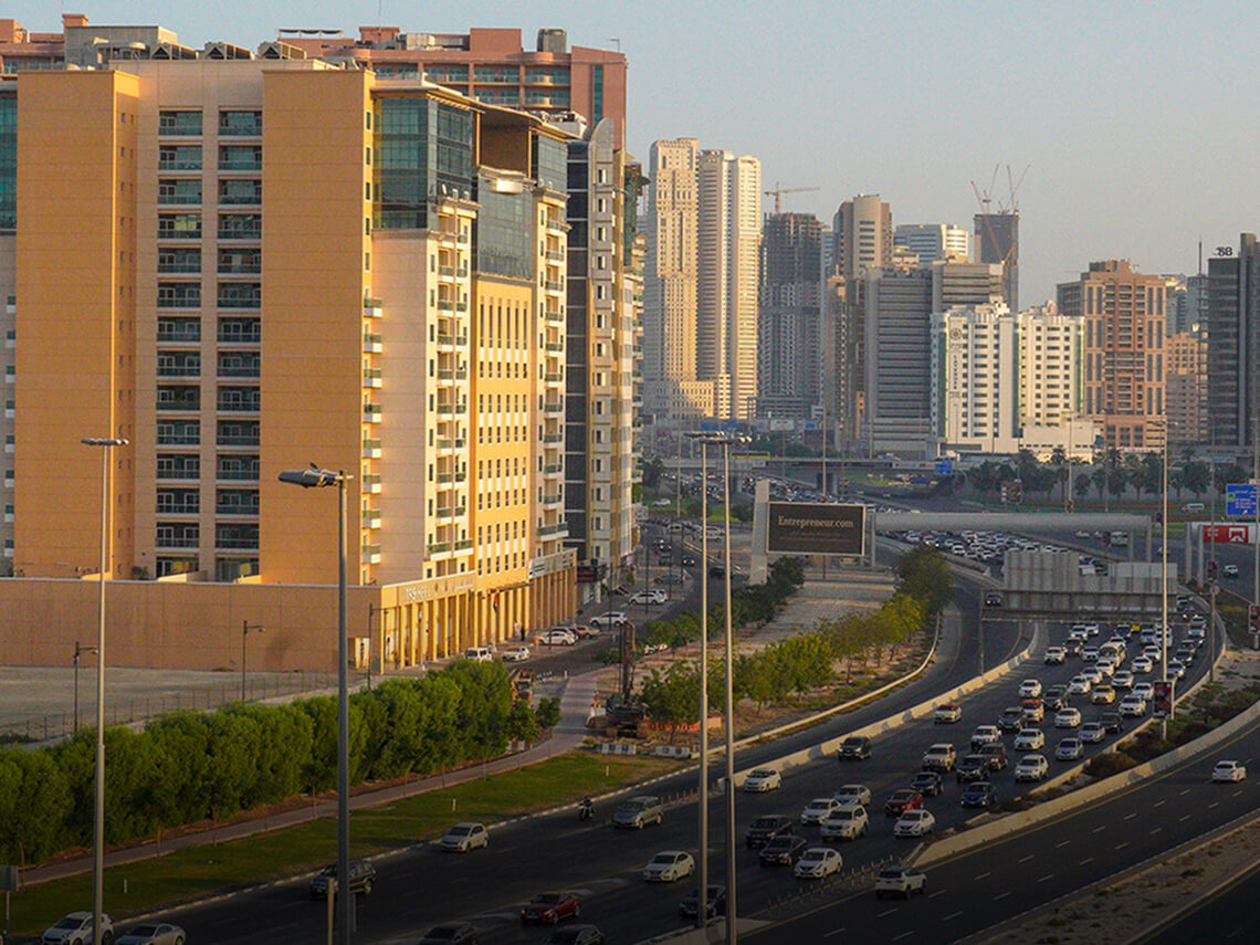 2020: An aerial view of Sharjah Dubai Highway ( Al Ittihad road).