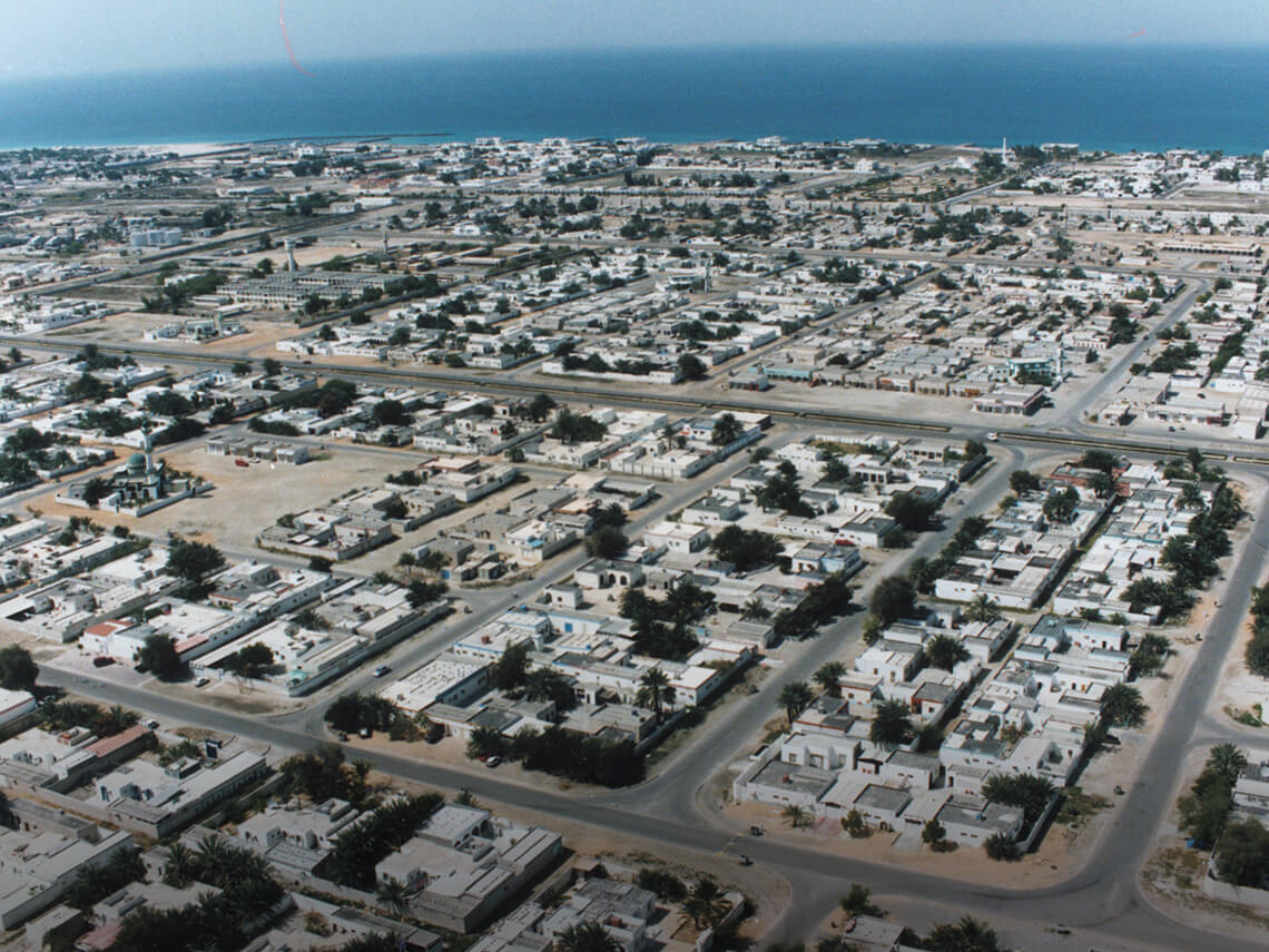 1996: An aerial view of Umm Al Quwain.